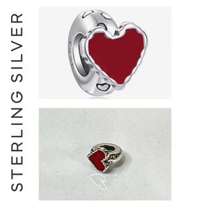 Private Label Sterling Silver Red Heart Charm Bead